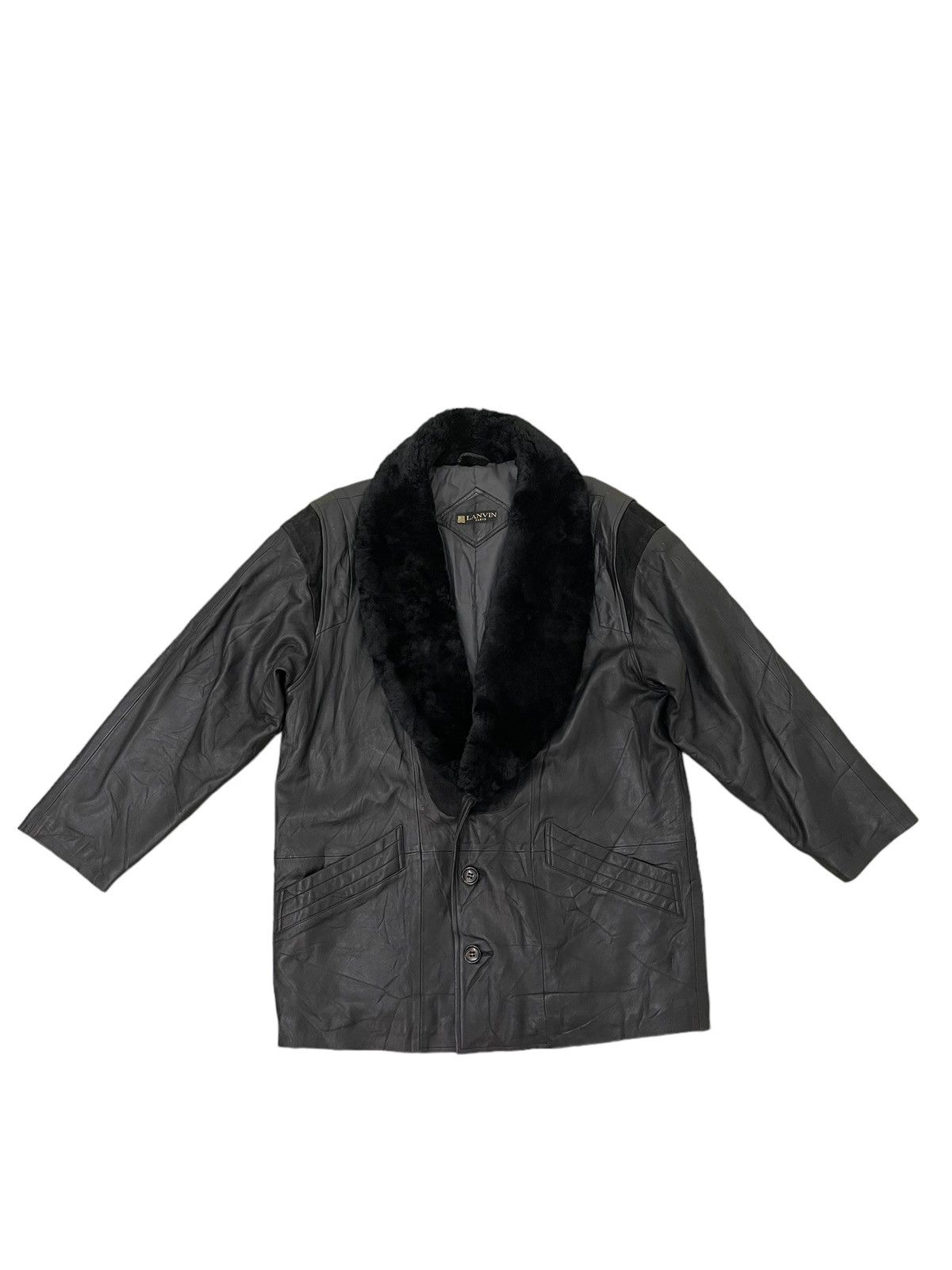 If Six Was Nine Vintage Lanvin Sheepskin Leather Jacket 3🟦 Size US L / EU 52-54 / 3 - 3 Thumbnail