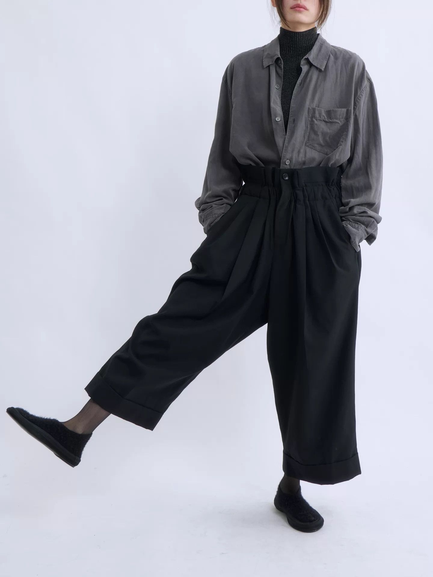 Comme des Garcons CDG Women's Ruffle High-Waist Wide-Leg Wool XS Size 25" / US 0 / IT 36 - 5 Thumbnail