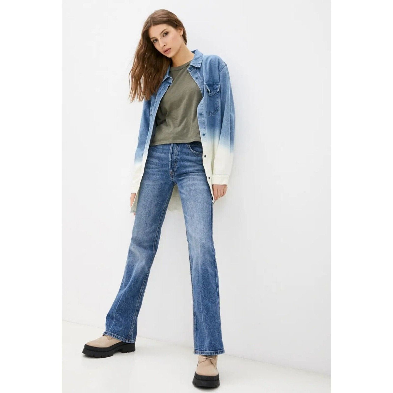Free People Free People We The Free French Girl Flare Jean In Aura Blue Size 30" / US 8 / IT 44 - 2 Thumbnail