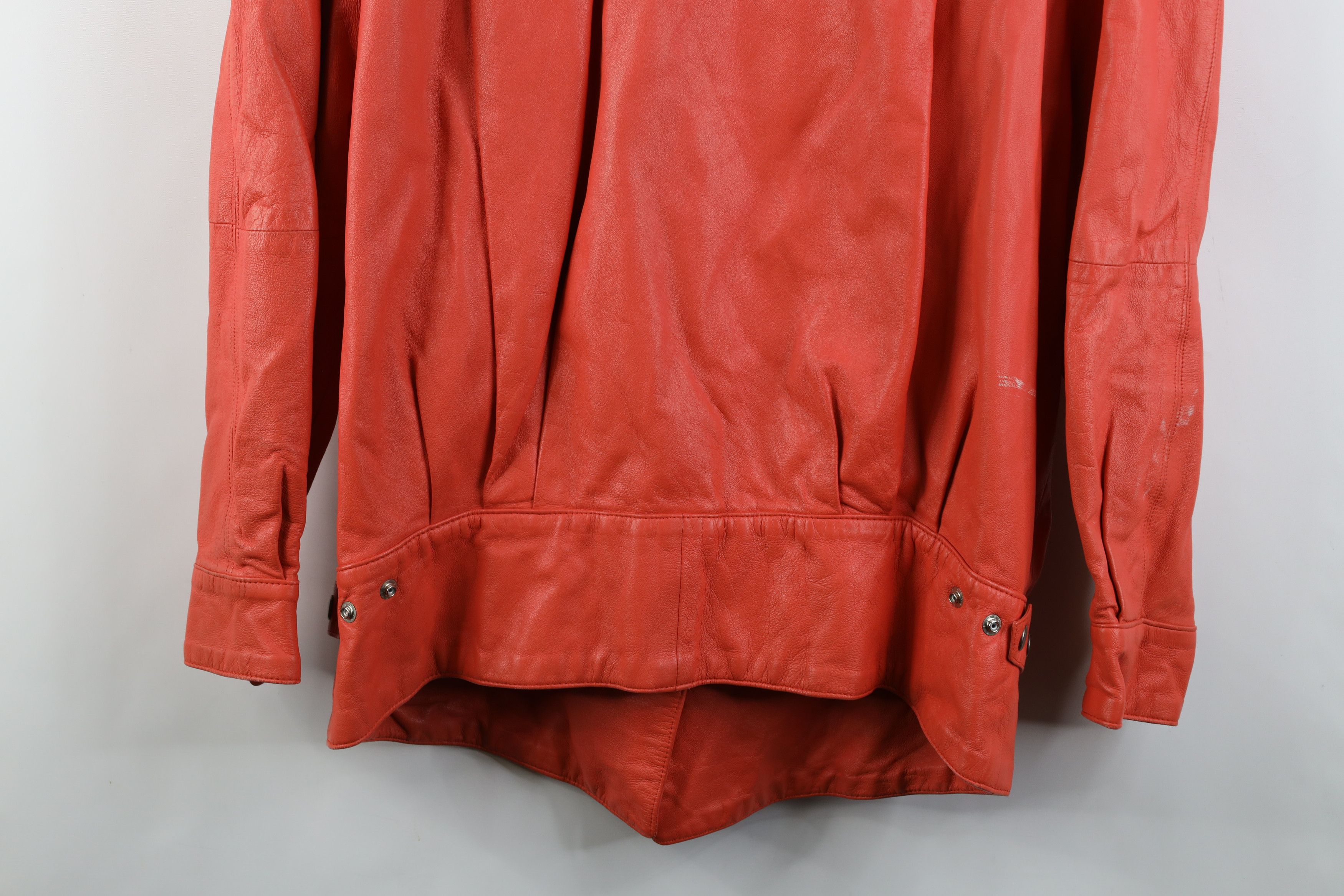 Vintage Vintage 80s Mid Mod Soft Leather Button Back Jacket Coral Size L / US 10 / IT 46 - 15 Thumbnail