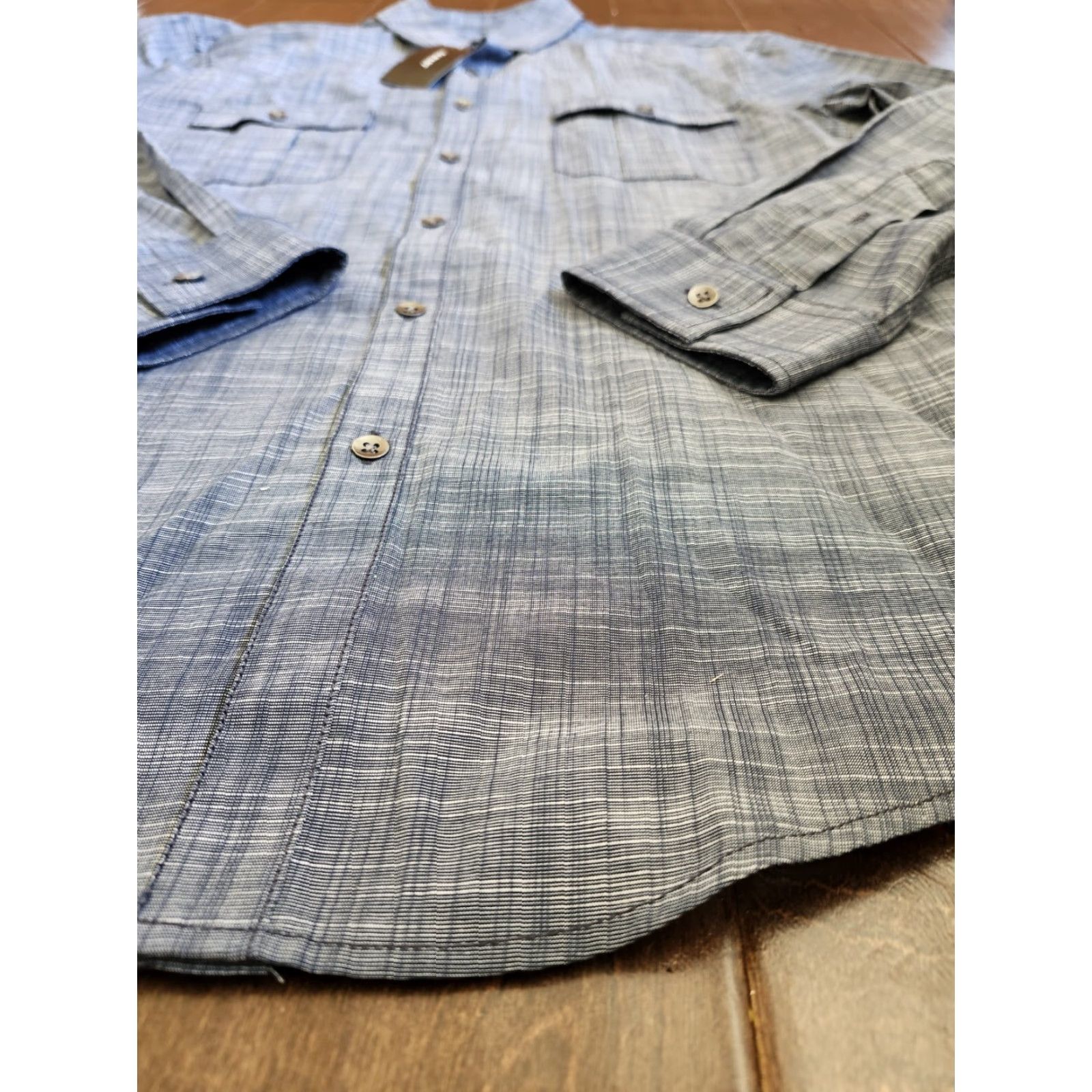 Alfani Alfani Men's Dress Shirt Heather Gray Long Sleeve Button Size 40R - 6 Thumbnail