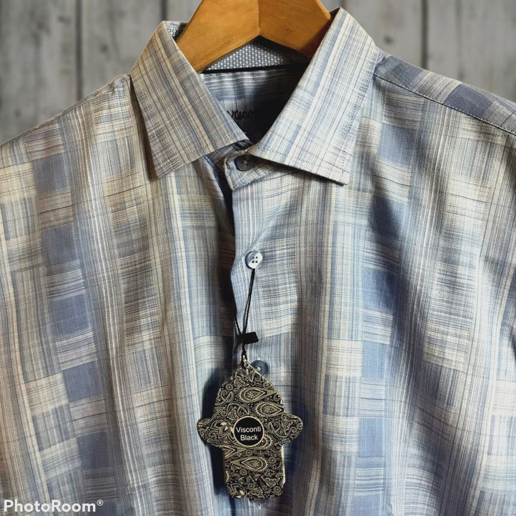 Vintage VINTAGE Visconti Black Shirt Mens Medium Blue Plaid Long Sleeve Button-Up Shirt Size US M / EU 48-50 / 2 - 1 Thumbnail