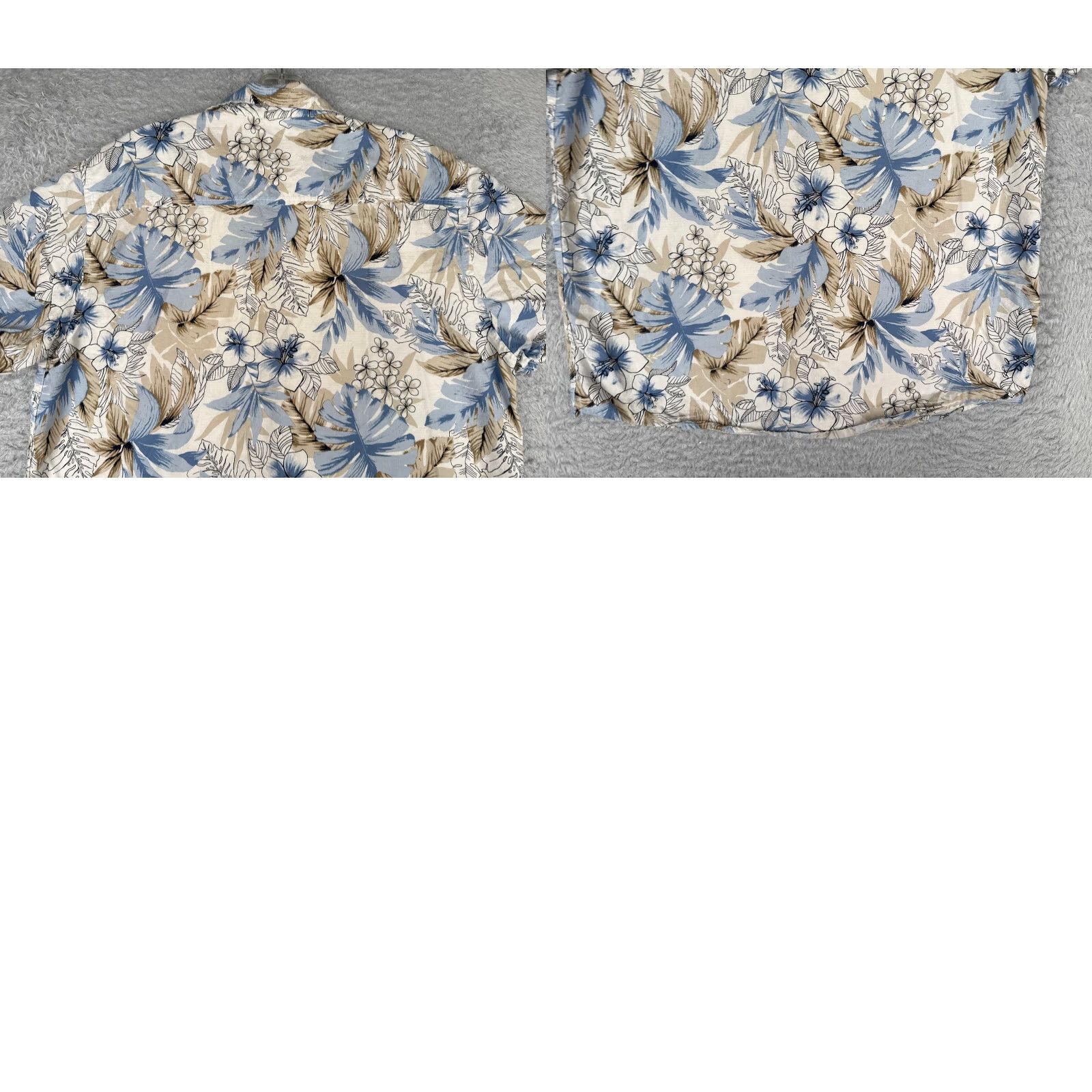 Olive Oliver & Burke Shirt Men Medium Blue Beige Floral Button Up Cotton Hawaiian Size US M / EU 48-50 / 2 - 9 Thumbnail