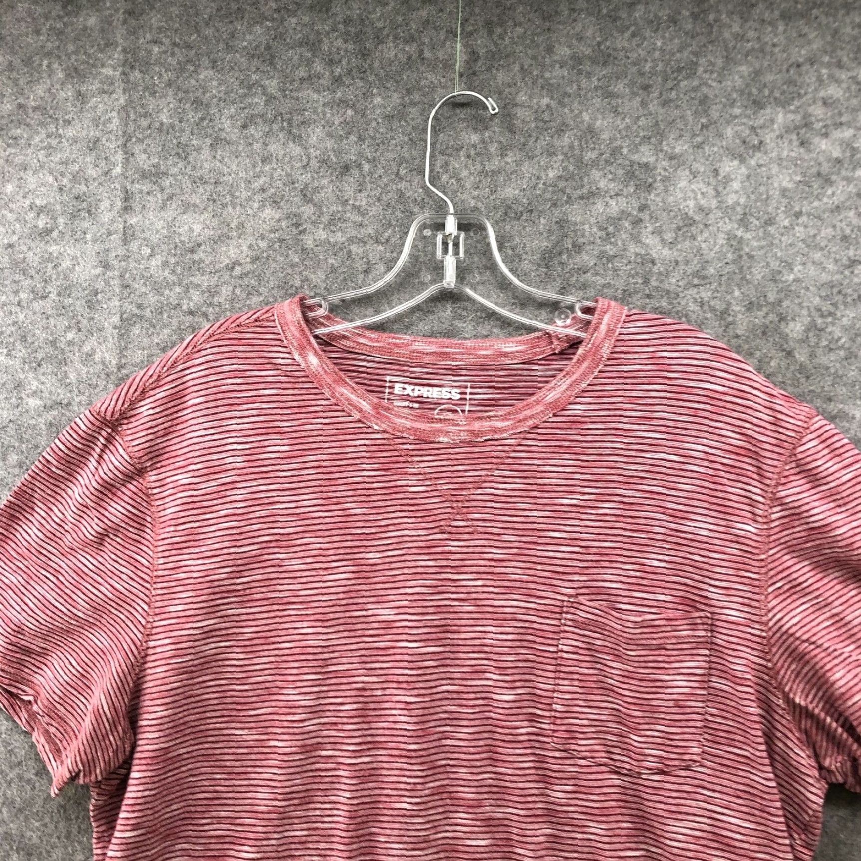 Express Express T Shirt Womens Large L Pink Striped Heather Crewneck Cotton Knit T-Shirt, Express, Casual, Short Sleeve, Pink Striped Heather, Womens L Size L / US 10 / IT 46 - 3 Thumbnail
