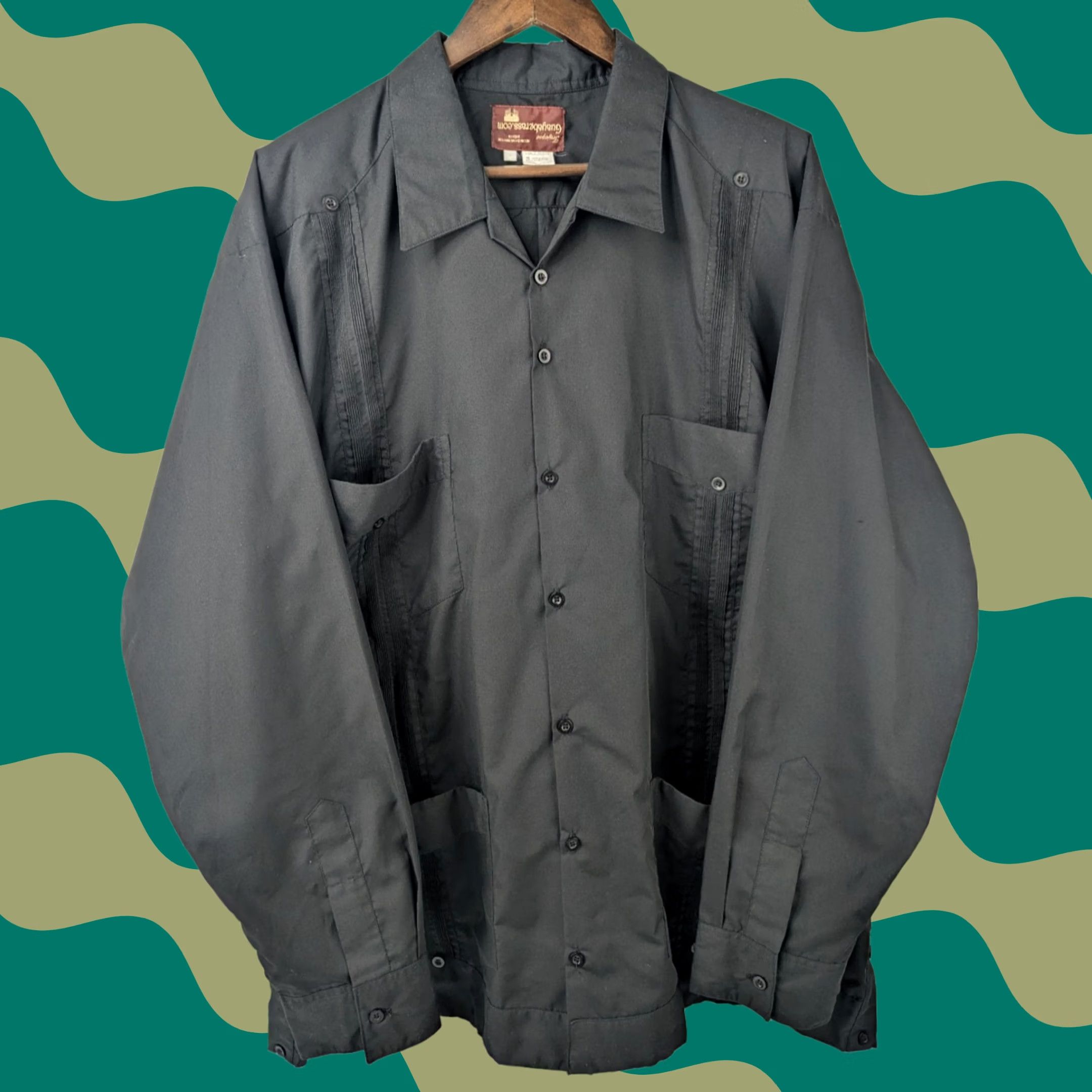 Vintage VINTAGE Trujeque Guayaberass Men’s Black Cotton 4 Pocket Long Sleeve Guayabera Shirt Shirt Mens Black Cotton 4 Pocket Long Sleeve Guayabera Shirt Size US M / EU 48-50 / 2 - 1 Thumbnail