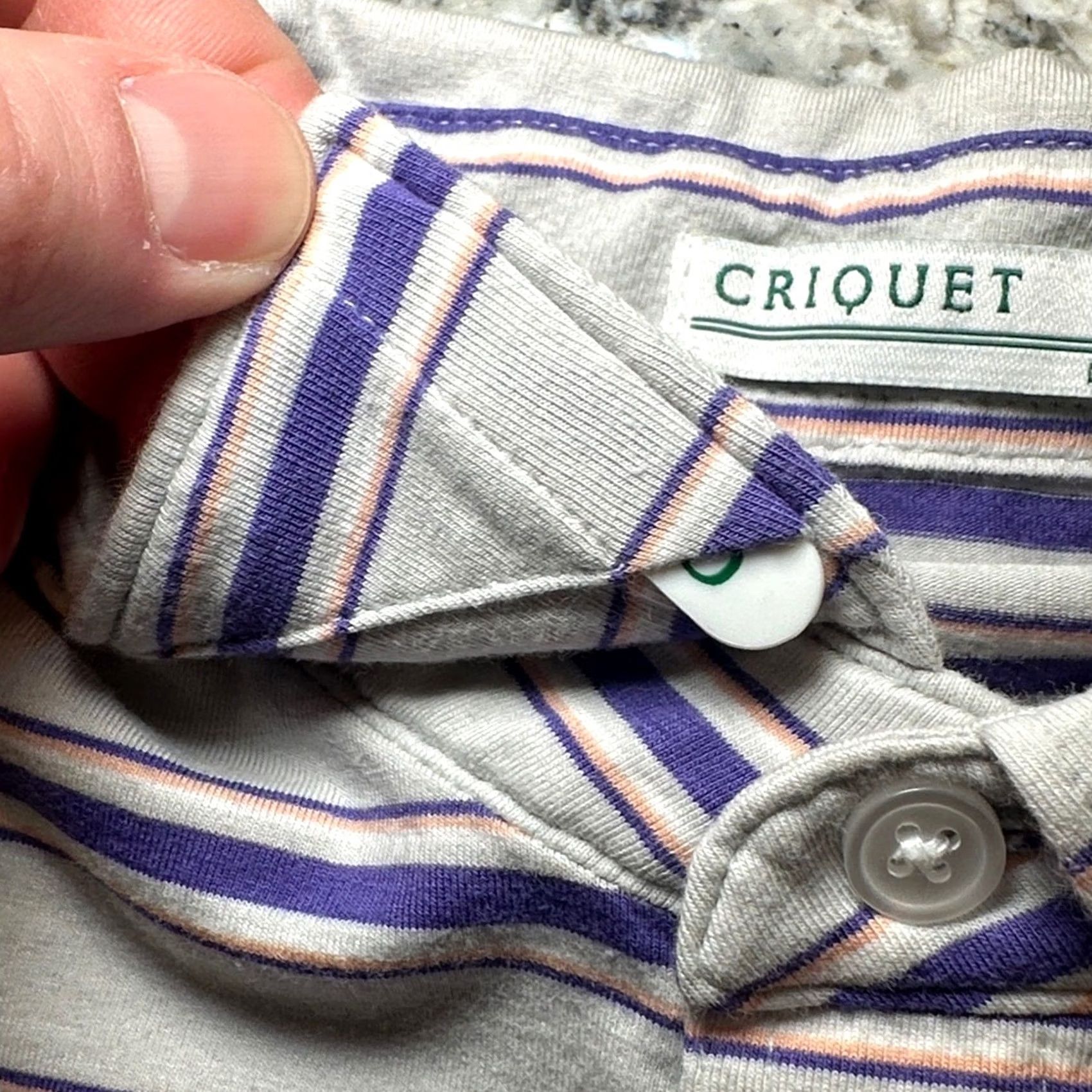 Vintage Criquet Mens S Gray Pima Cotton Stretch Striped Pocket Polo Size US S / EU 44-46 / 1 - 8 Thumbnail