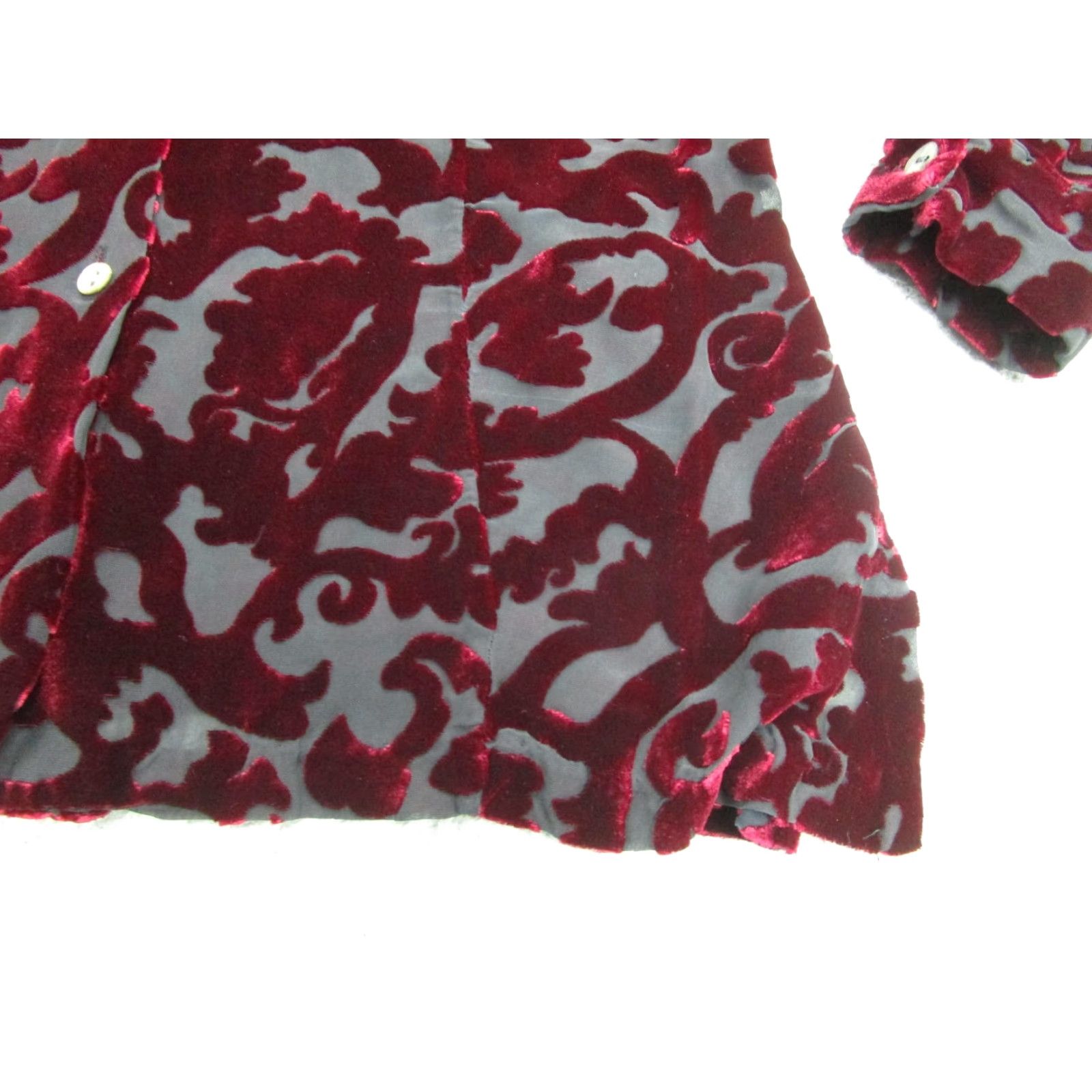 Merona VINTAGE Merona Shirt Womens XS Red Burnout Velvet Floral Sheer y2k Whimsigoth Fairy Boho Size XS / US 0-2 / IT 36-38 - 3 Thumbnail