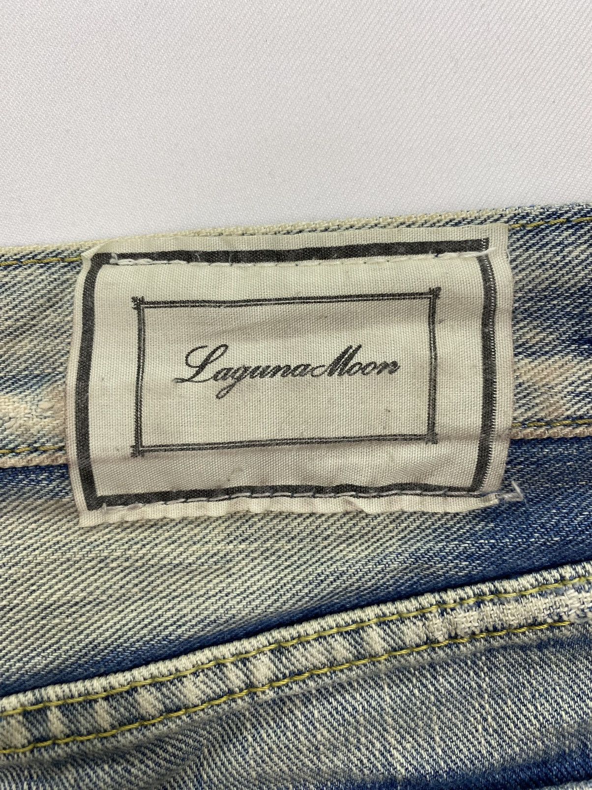 Japanese Brand Laguna Moon Dirty Distressed Denim Shorts Size 29" - 9 Thumbnail