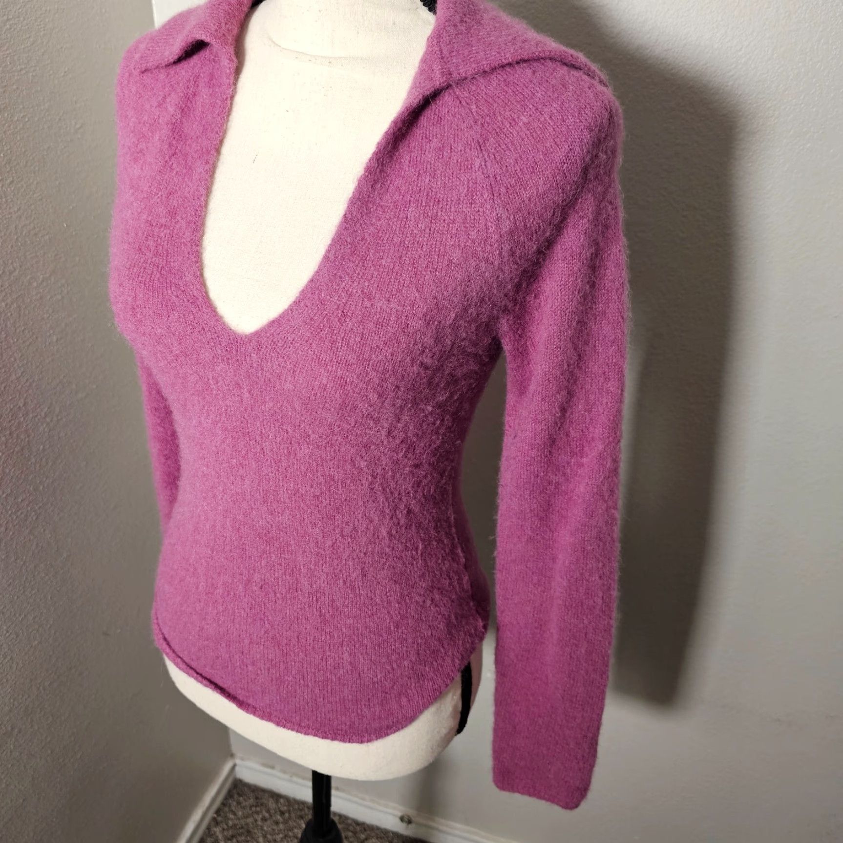 Vince Vince Women's Sweater Collared Long Sleeve Purple Alpaca Blend XS Womens Size XS / US 0-2 / IT 36-38 - 2 Thumbnail