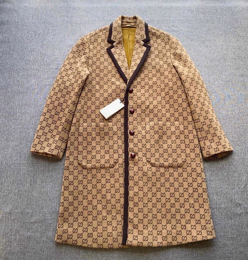 Gucci Gucci Men's GG Print Wool Coat Size US L / EU 52-54 / 3 - 1 Thumbnail