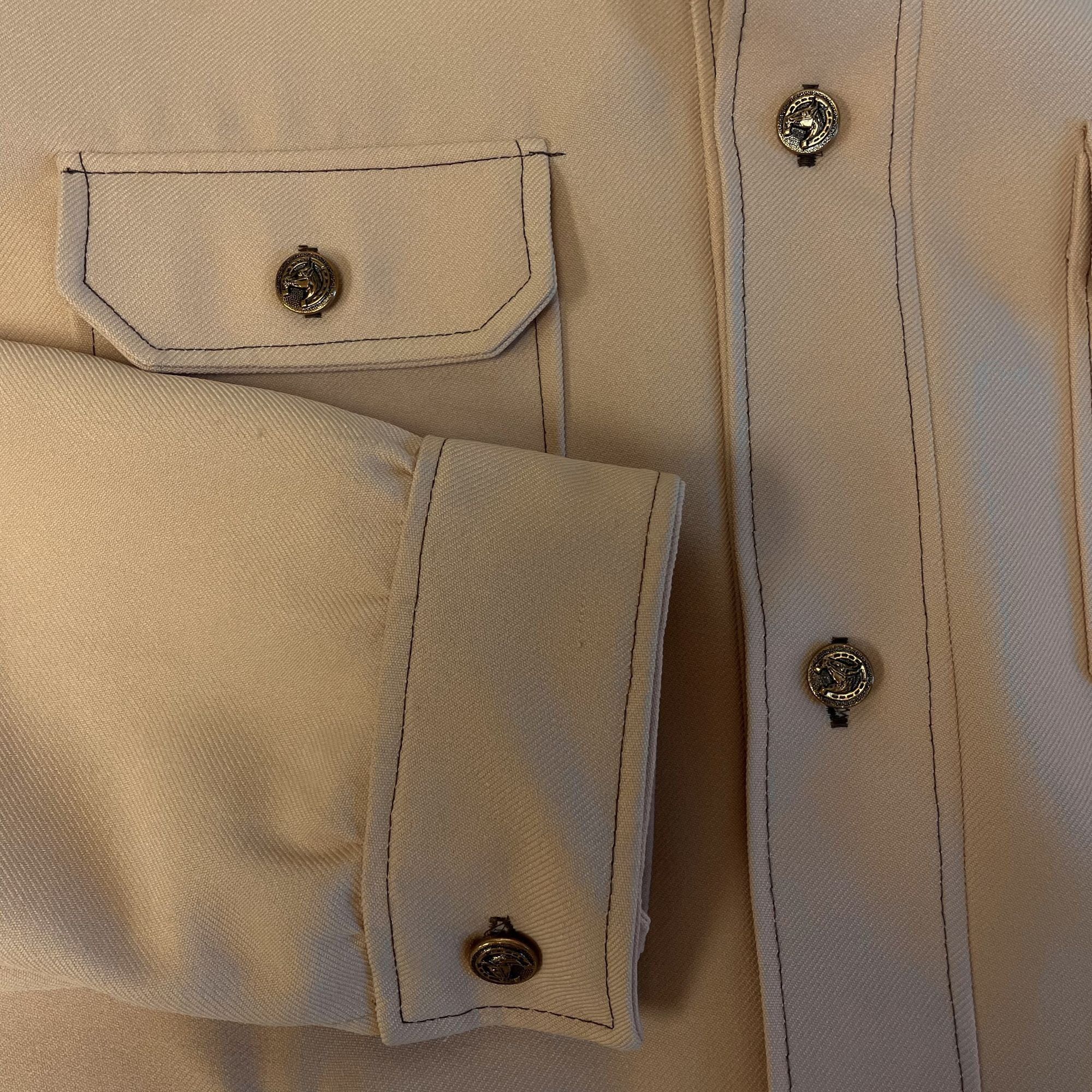 Other Vtg Beige Tan MoD Textured SAFARI Cowboy DISCO LEISURE Shirt Size US XL / EU 56 / 4 - 5 Thumbnail