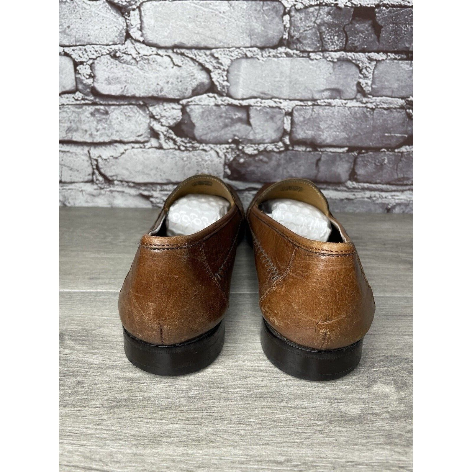 Other Brass Boot Brown Leather Basket Weave Loafers Dress Shoes Me Size US 10 / EU 43 - 5 Thumbnail