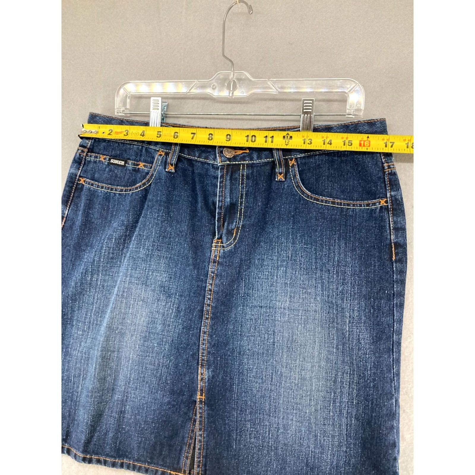 Vintage Vintage Squeeze Jeans Denim Skirt 11 Mini Womens Size 32" / US 10 / IT 46 - 2 Thumbnail