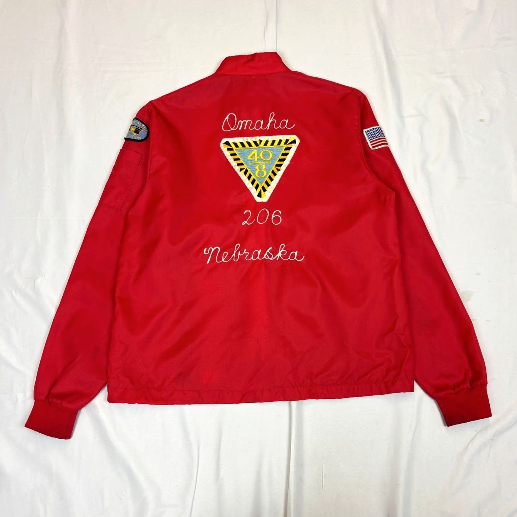 Vintage VINTAGE NBCA Jacket Windbreaker Zip Racing Chain Stitch Men's L 206 Omaha Vet Red Size US L / EU 52-54 / 3 - 5 Thumbnail