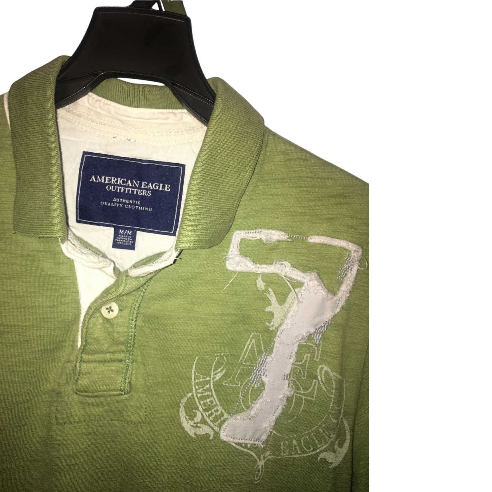 American Eagle Outfitters VINTAGE Y2K American Eagle Men's Polo Green Embroidery 7 Med Size S / US 4 / IT 40 - 6 Thumbnail