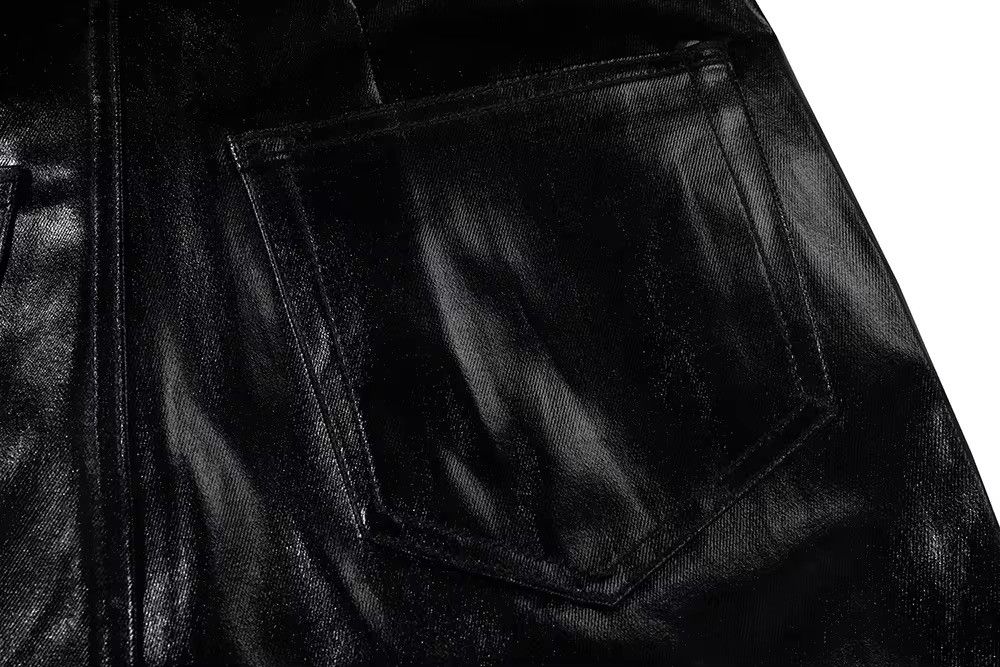 Japanese Brand × Jean Glossy Pu Leather Oversized Flared Jeans Size US 30 / EU 46 - 10 Thumbnail