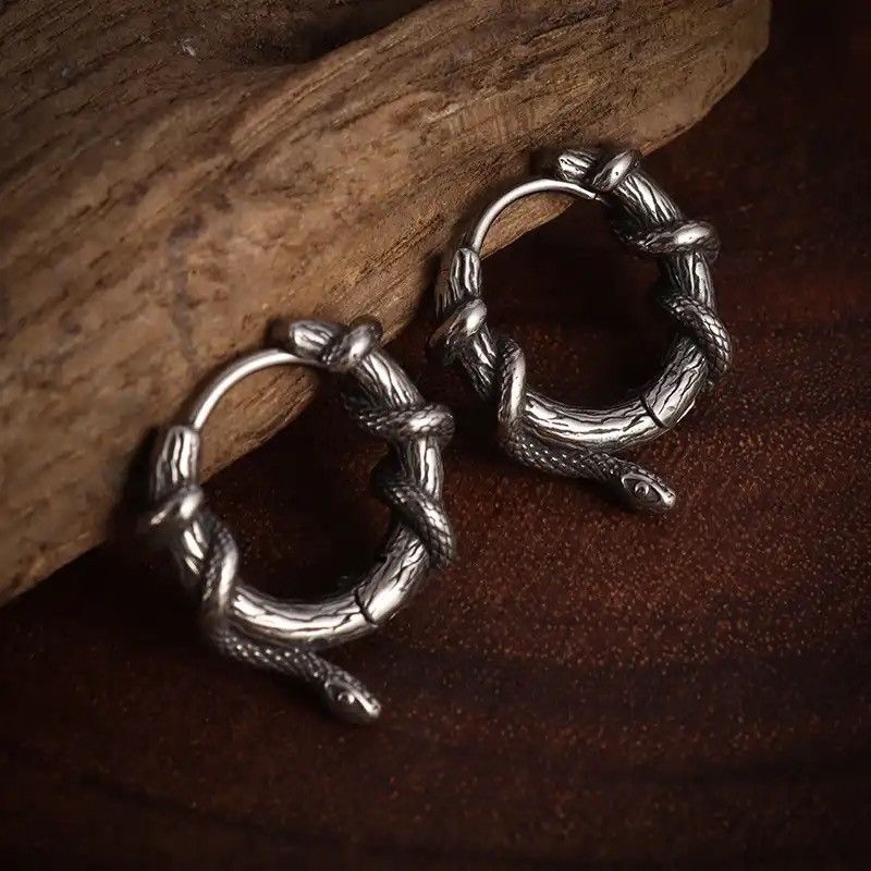 Jewelry × Vintage Creative Snake Winding Plant Vine Hoop Earrings Size ONE SIZE - 3 Thumbnail