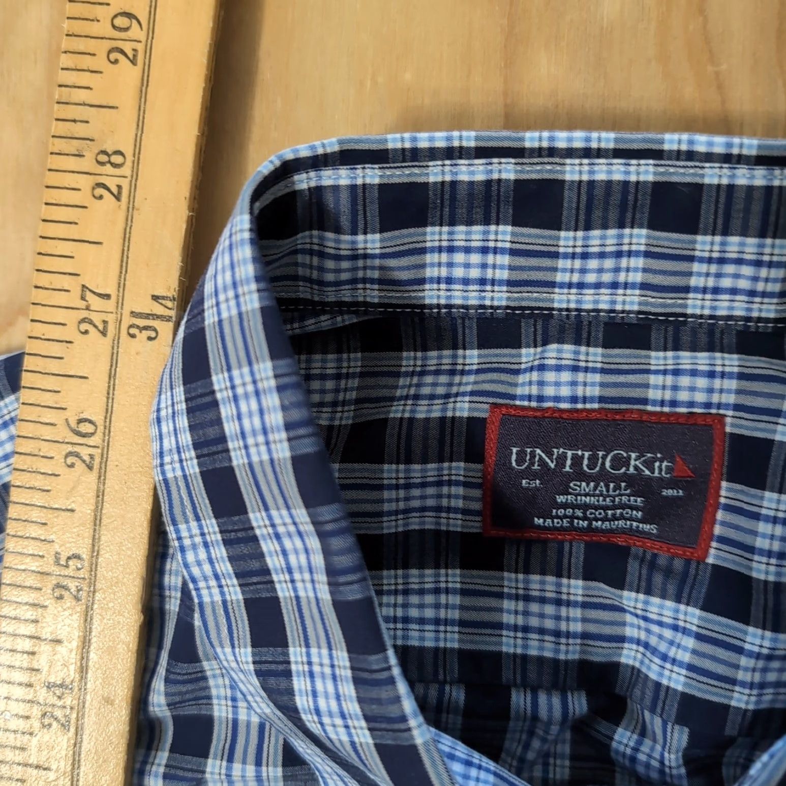 UNTUCKit UNTUCKit Shirt Mens Small Blue Plaid Long Sleeve Button-Down Casual Workwear Preppy Size US S / EU 44-46 / 1 - 4 Thumbnail