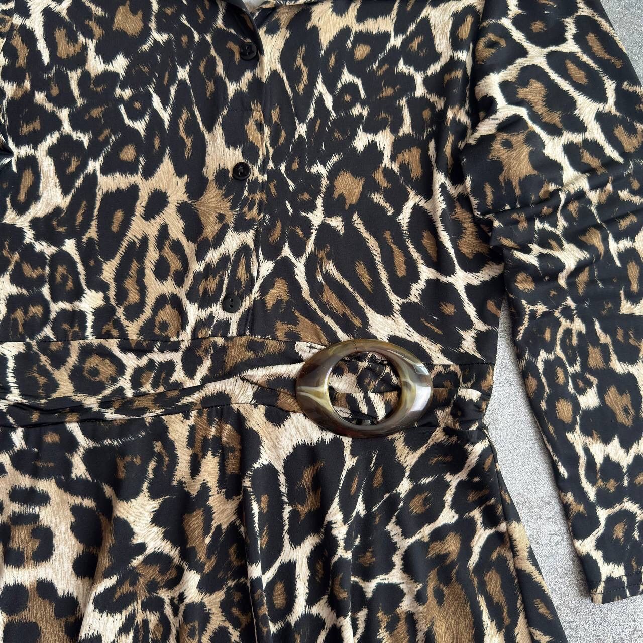 Hysteric Glamour × Vintage Morgan de Toi Leopard Printed Glam Belted Long Sleeve Dress Size S / US 4 / IT 40 - 5 Thumbnail