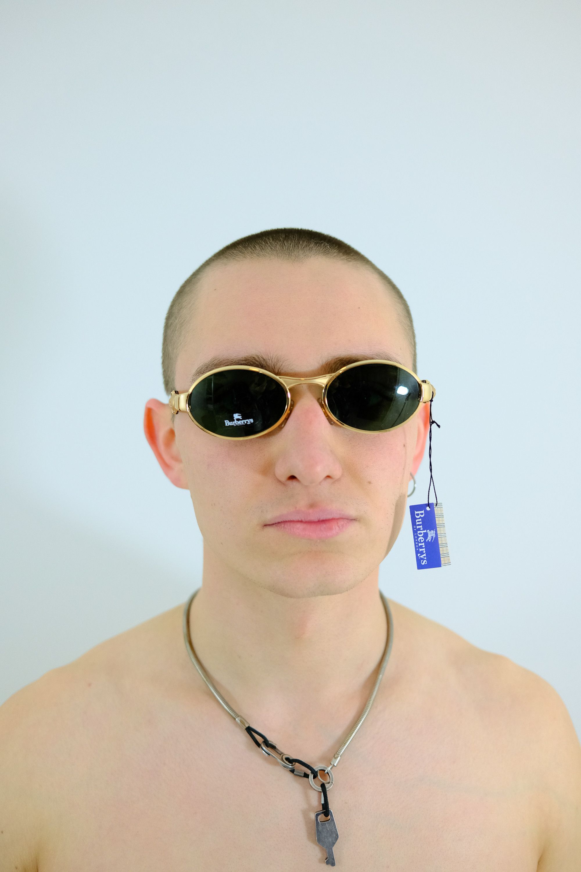 Burberry × Vintage Burberry '90s Gold Havana Oval Sunglasses Size ONE SIZE - 6 Thumbnail