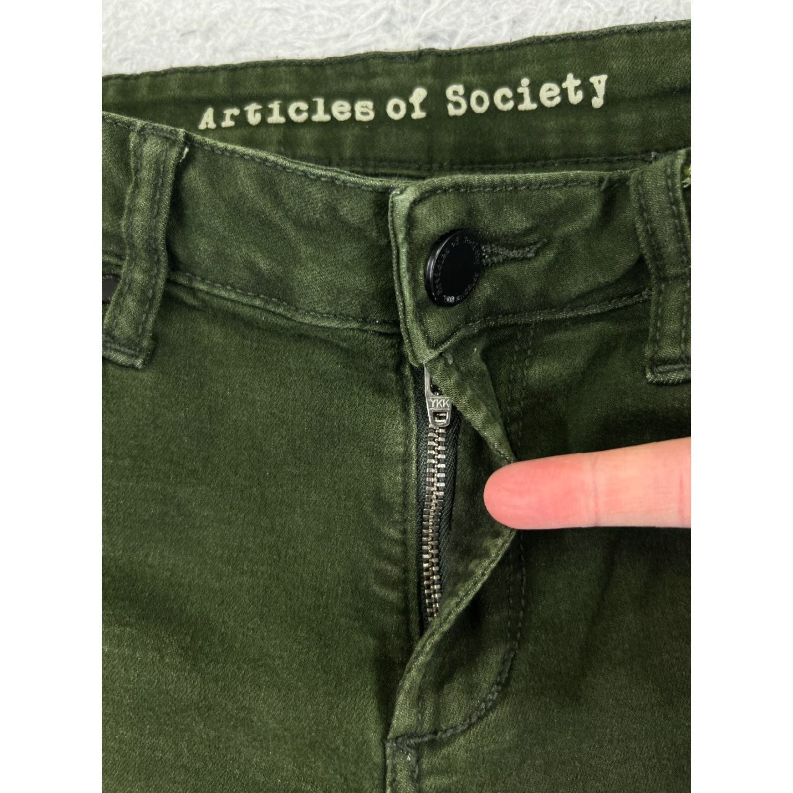 Vintage Articles of Society Jeans Women 28 Green Skinny Tapered Distressed Jegging 28x28 Vintage No Size 28" / US 6 / IT 42 - 5 Thumbnail