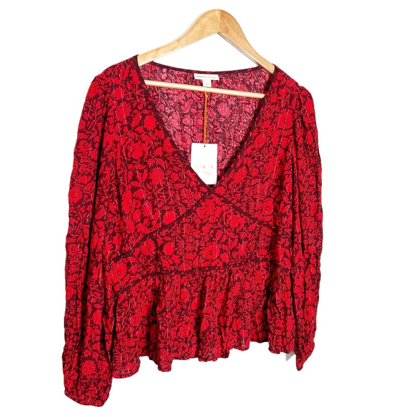 Target Basics New with Tag Knox Rose Women’s Floral Peplum Blouse Top Size XXL / US 16-18 / IT 52-54 - 2 Thumbnail