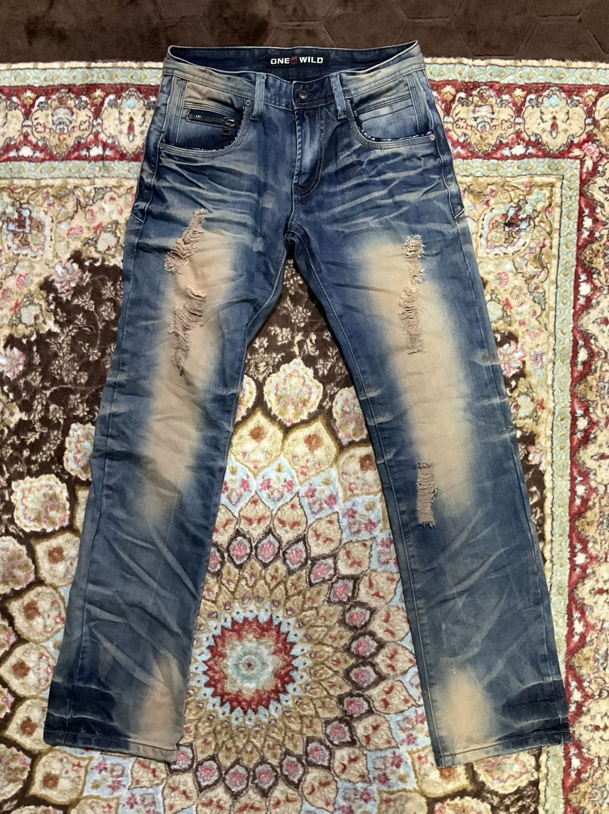 ONE WILD Baggy Fit Denim Jeans Vintage Y2K