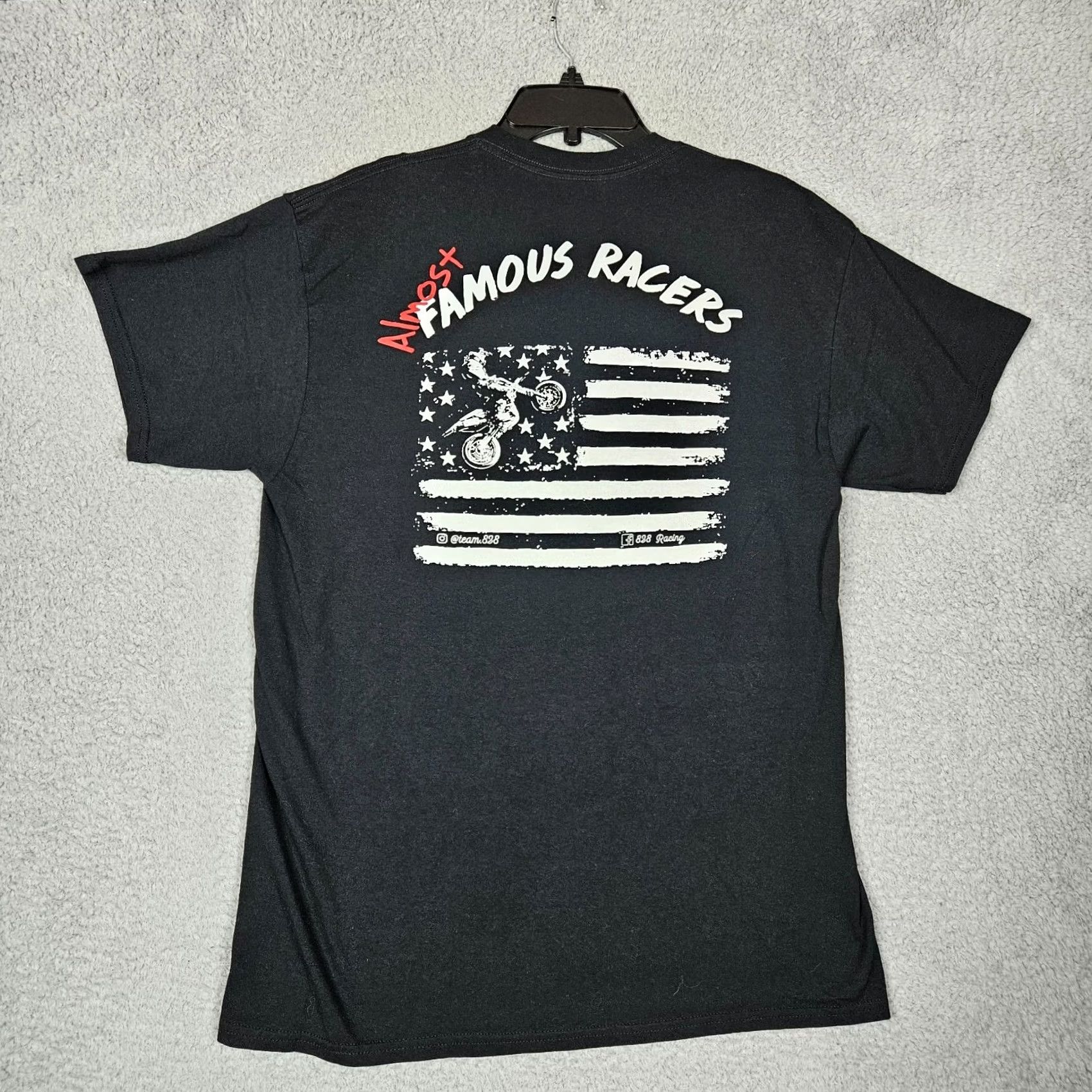 Gildan GILDAN Dry Blend T-Shirt Men’s 828 Racing Graphic Tee Size L Black Short Sleeve Crew Neck Regular Fit Size US L / EU 52-54 / 3 - 5 Thumbnail