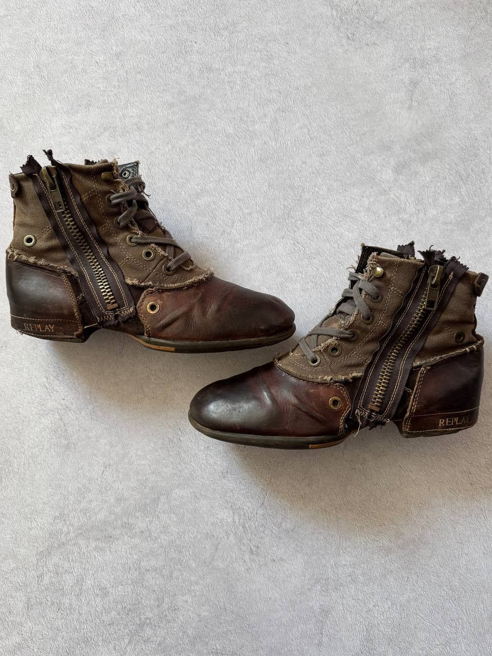 Replay Replay Avant Garde Distressed Leather Double Zip Boots Size US 8 / EU 41 - 2 Thumbnail