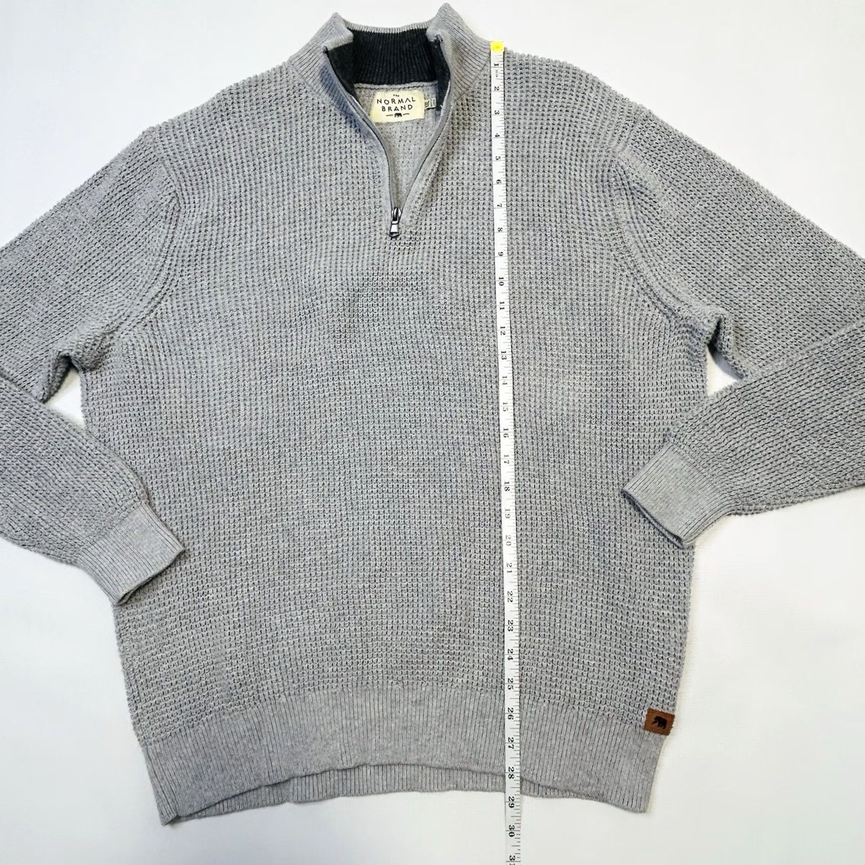 J Brand The Normal Brand 1/4 Zip Waffle Knit Pullover Sweater Gray Mens 2XL Size US XXL / EU 58 / 5 - 7 Thumbnail