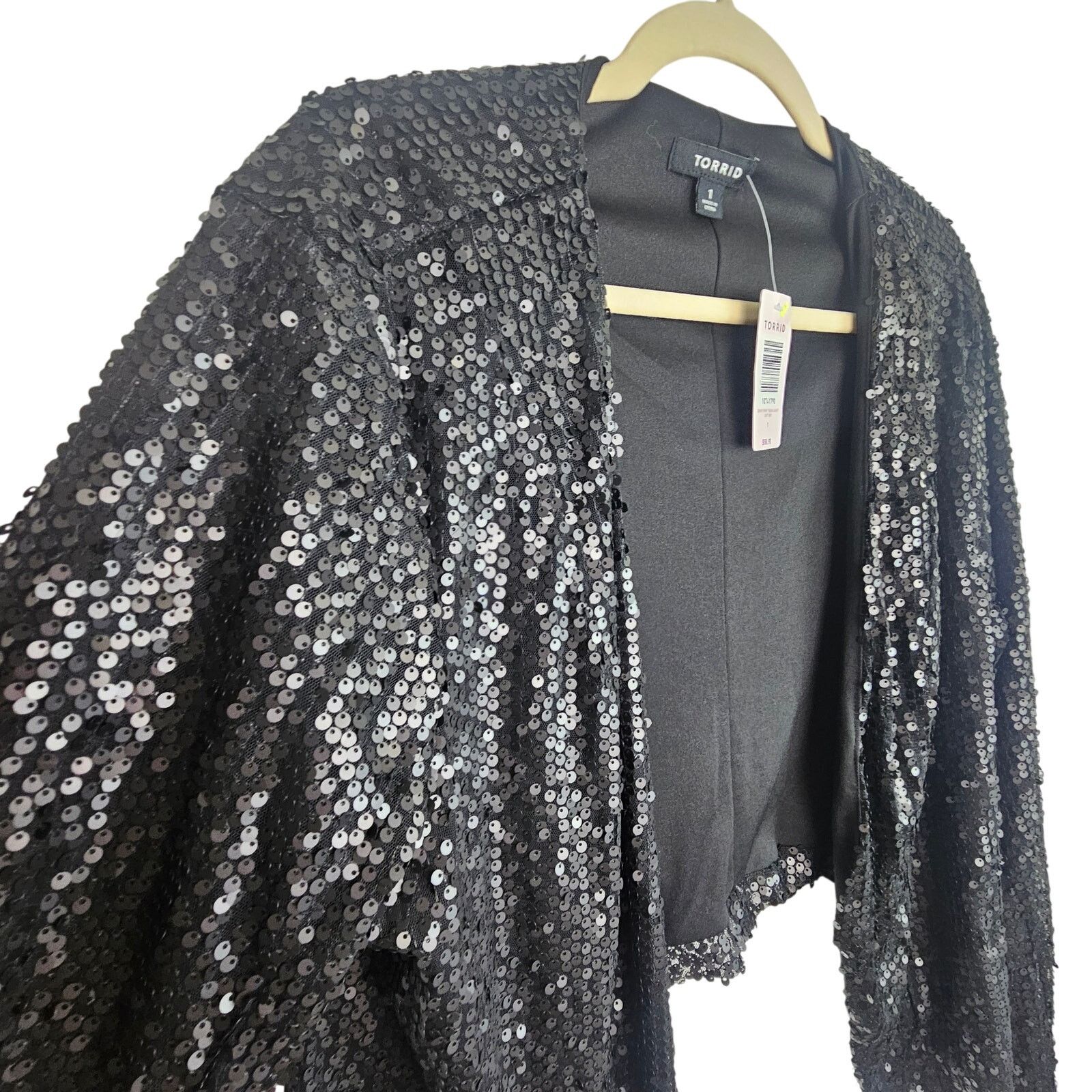 Torrid Torrid Womens Cropped Drape Front Sequin Jacket Plus Size 1X Size XL / US 12-14 / IT 48-50 - 5 Thumbnail