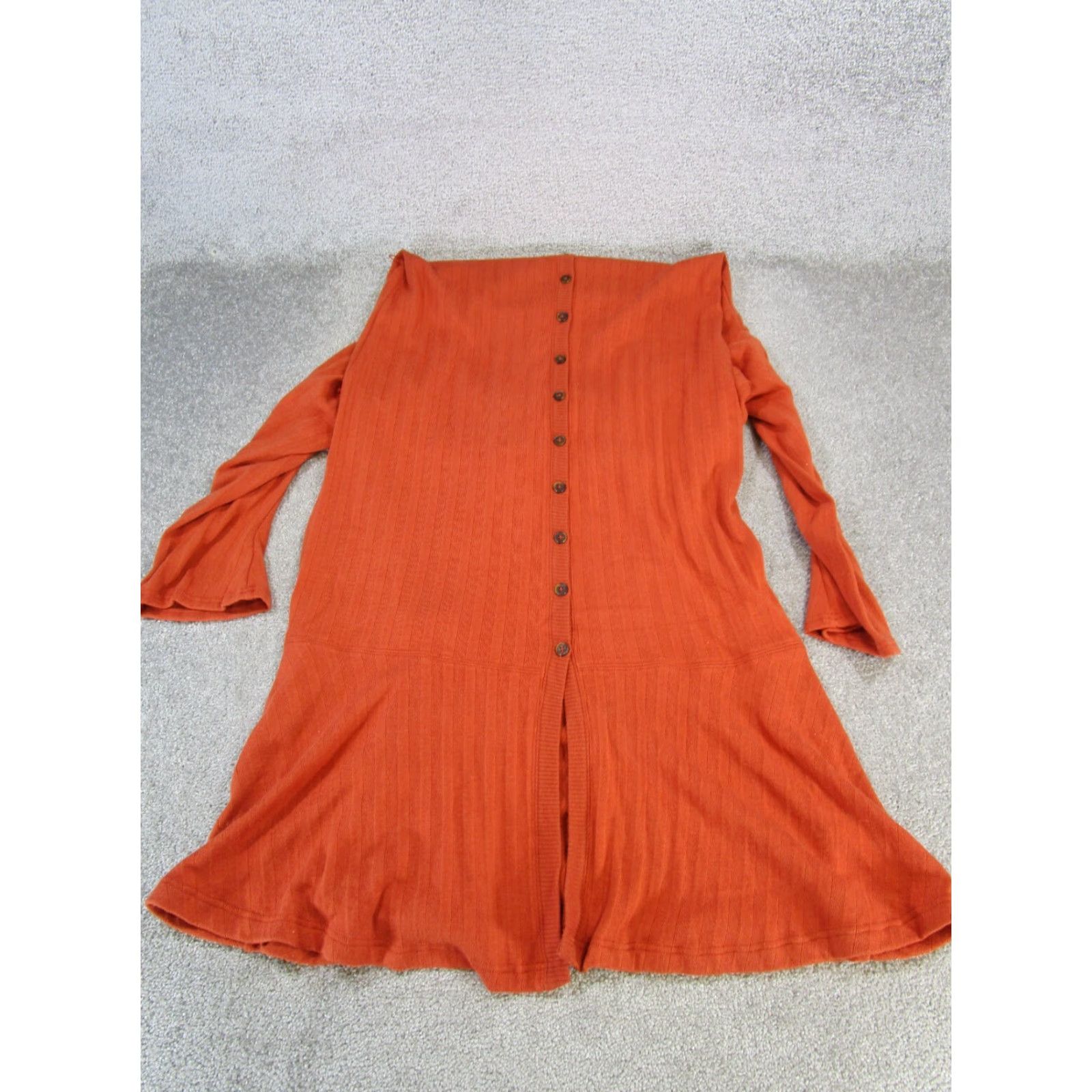 Anthropologie Anthropologie Sweater Dress Womens 1X Orange Dress Midi V-Neck Long Sleeve Button Knit Casual Party/Cocktail Travel 1X Orange Womens Size XL / US 12-14 / IT 48-50 - 4 Thumbnail
