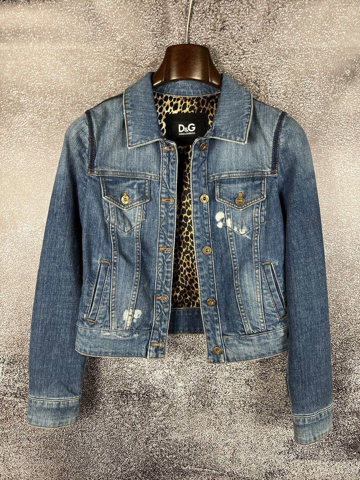 Designer × Dolce & Gabbana Dolce & Gabbana denim trucker jacket animal dotted ornaments Size M / US 6-8 / IT 42-44 - 3 Thumbnail