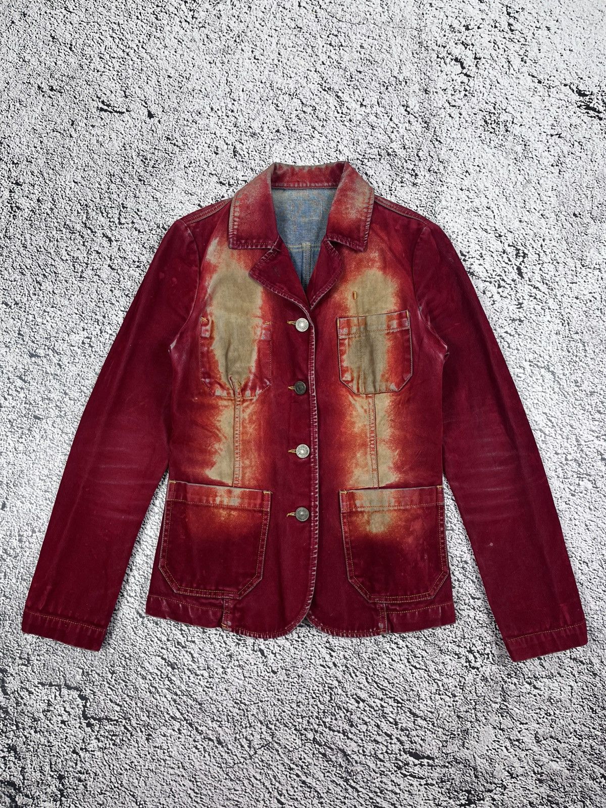 Japanese Brand Vintage Avant-Garde Bleached Velour Faded Distressed Jacket Size S / US 4 / IT 40 - 1 Thumbnail