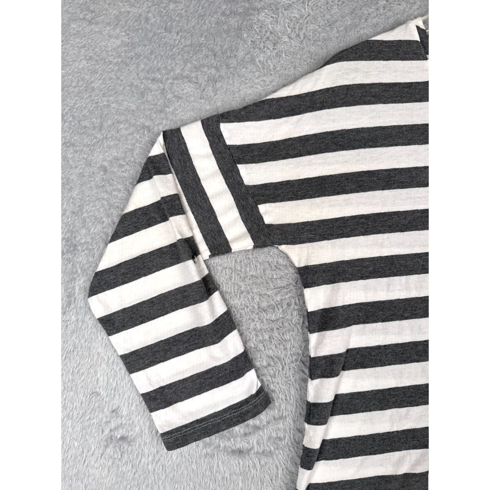 Tommy Hilfiger Tommy Hilfiger Shirt Women Large Gray White Stripe Long Sleeve Cotton Blend Size L / US 10 / IT 46 - 3 Thumbnail