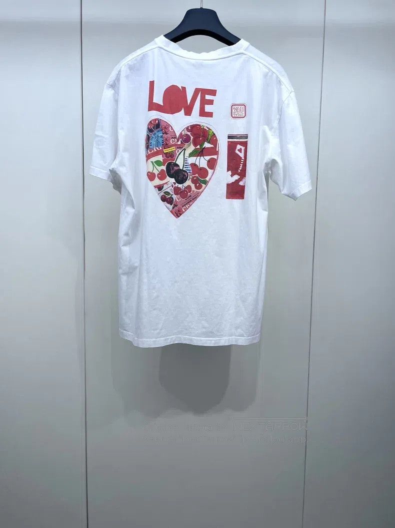 Loewe Red Heart Patch Letter Short Sleeve T-Shirt