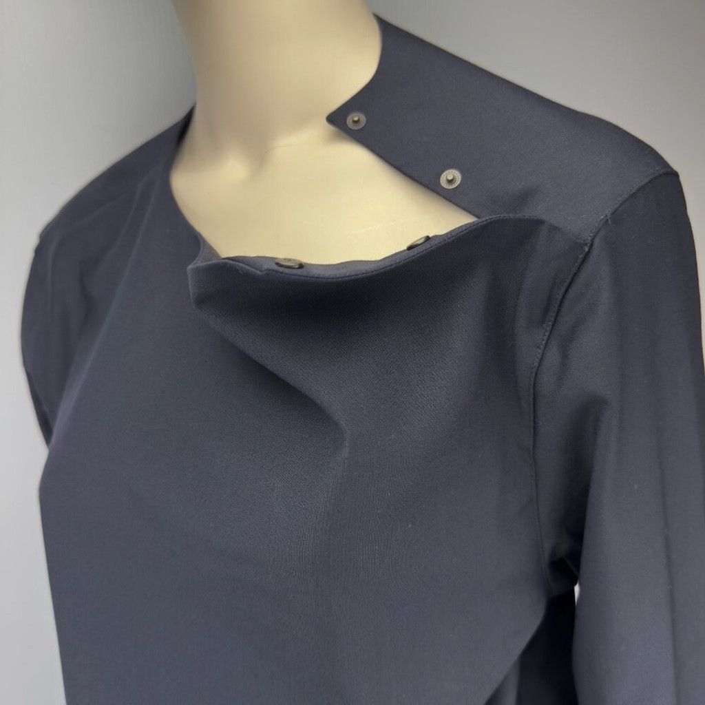Cos COS Buttoned Shoulder Minimalist Dark Blue Top Blouse sz S Size XS / US 0-2 / IT 36-38 - 2 Thumbnail