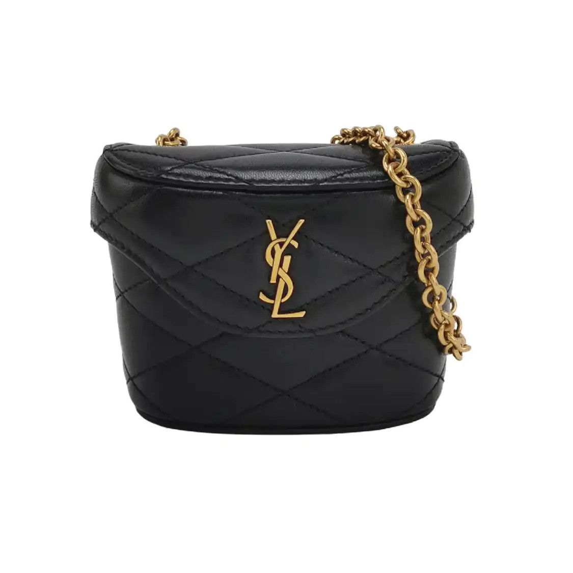 Saint Laurent Paris Ysl Puffer Black Sheepskin Quilted Shoulder Bag, Women's