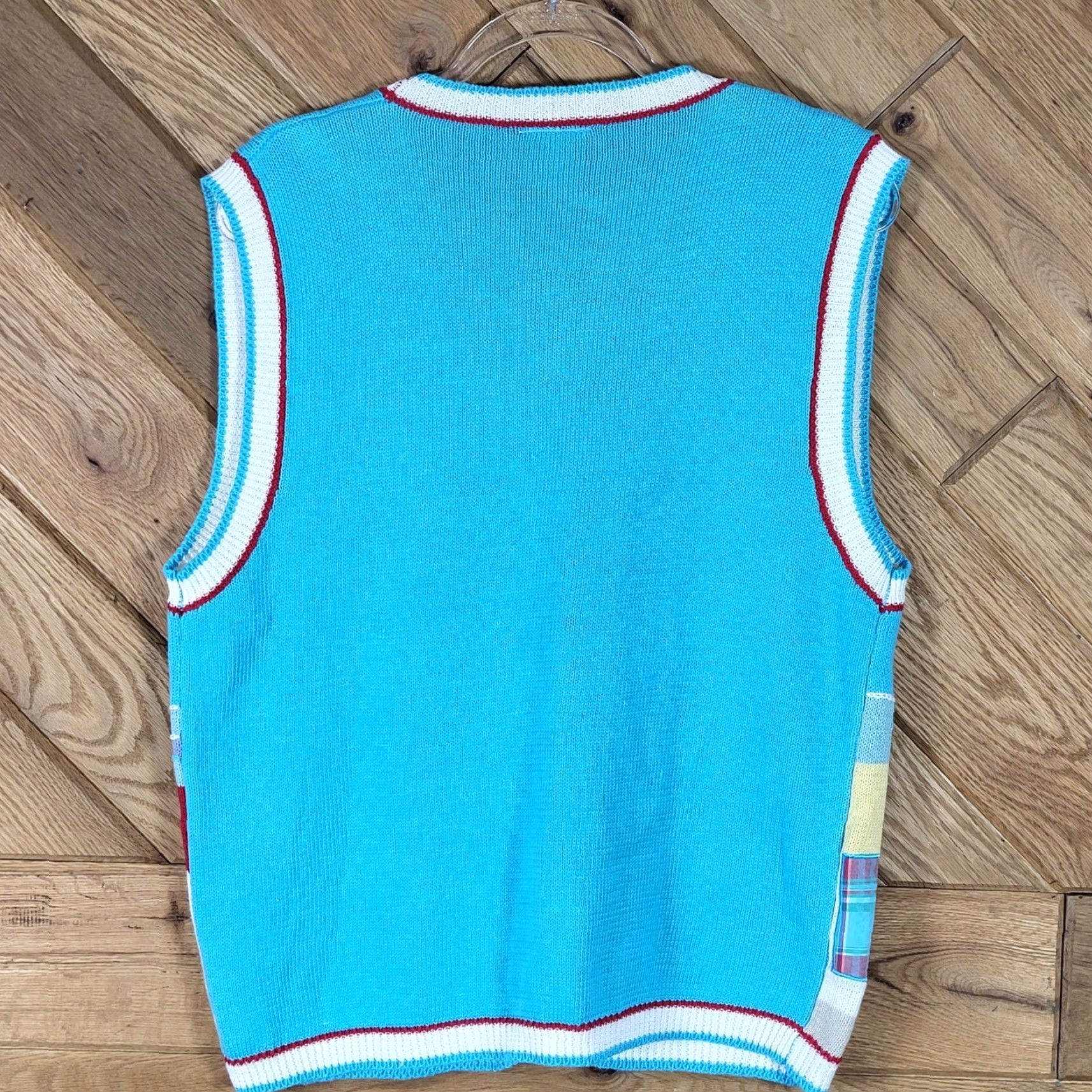 Vintage VINTAGE Koret Vest Shirt Womens PM Blue Beach Sailboat Knit Plaid Beaded Embroidered Sleeveless V-Neck Size M / US 6-8 / IT 42-44 - 3 Thumbnail