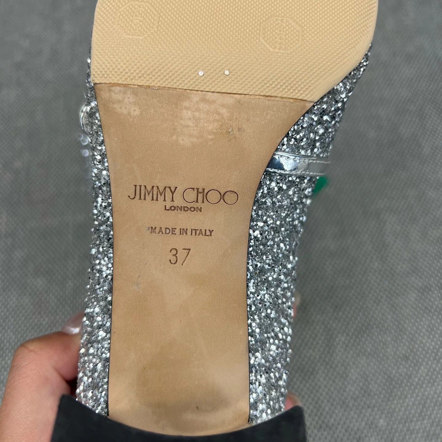 Jimmy Choo Jimmy Choo Elisa Sequin Silver Heels Size 37 with Box Size US 6 / IT 36 - 8 Thumbnail