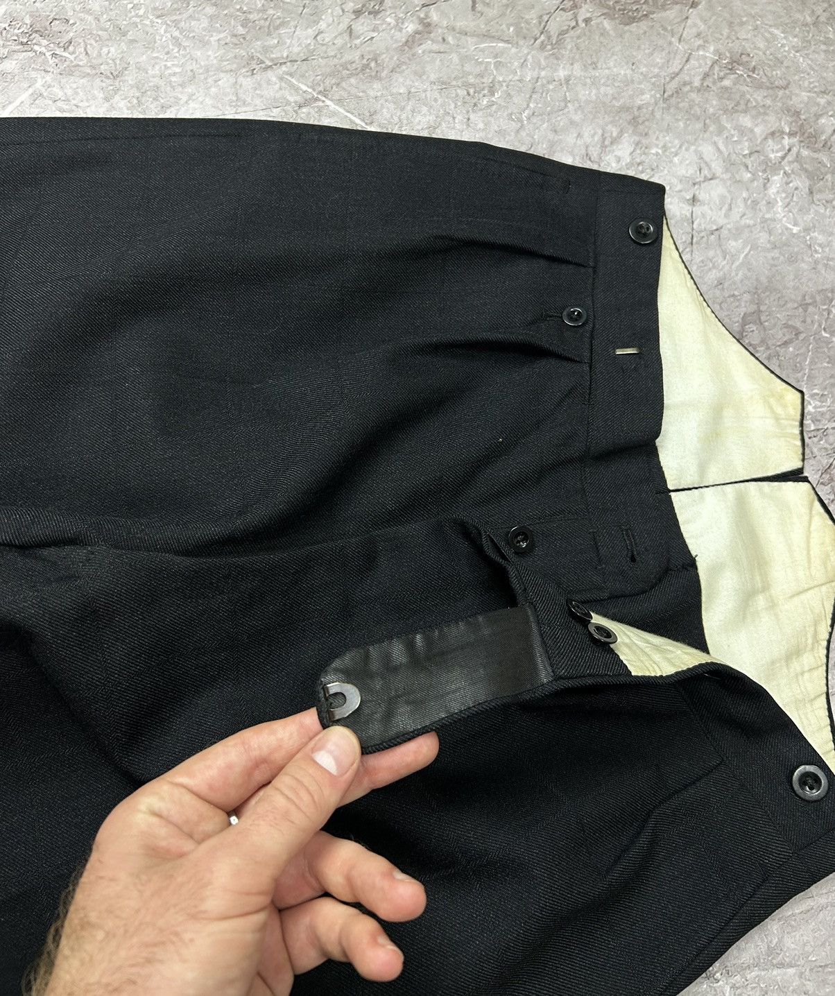 Japanese Brand Antique ≥1920s European Suspender Japanese Wool Trousers Size US 34 / EU 50 - 4 Thumbnail