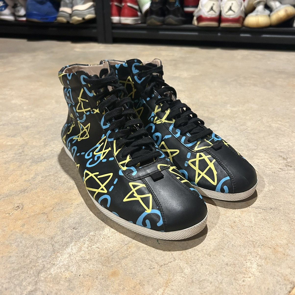 Designer × Gucci Gucci Ace High Top Graffiti Ghost Stars Leather Shoes US 11 Size US 11 / EU 44 - 11 Thumbnail