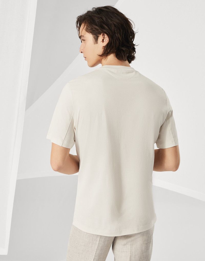 Brunello Cucinelli o1la1rc1a0326 Cotton Jersey Solomeo T-Shirt in Ivory Size US XL / EU 56 / 4 - 2 Thumbnail