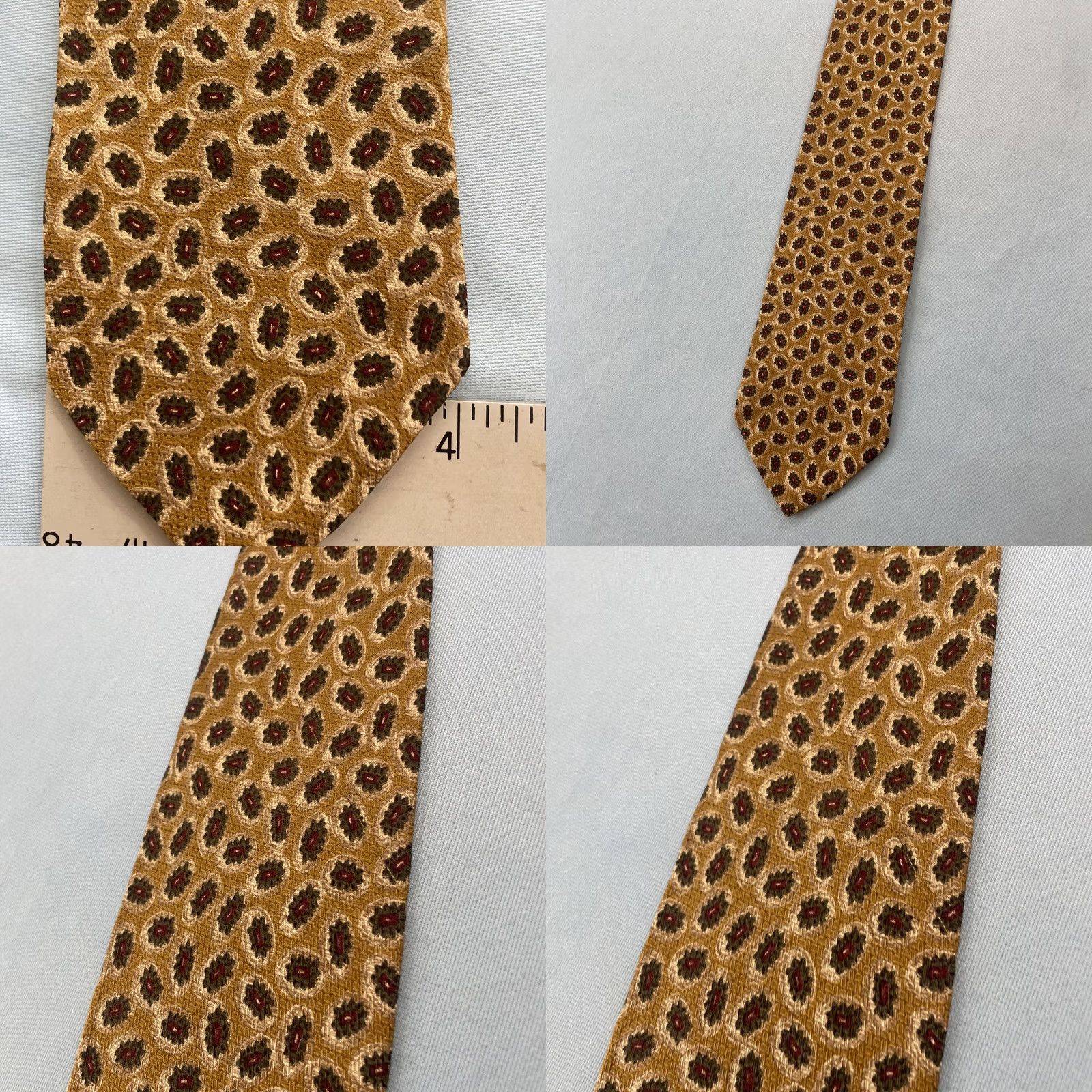 Robert Talbott VINTAGE Robert Tallbott Italy Silk Tie vtg 90s USA Gears Micro Neat Dots Yellow 4x58 Capsule Wide Necktie Size ONE SIZE - 9 Thumbnail