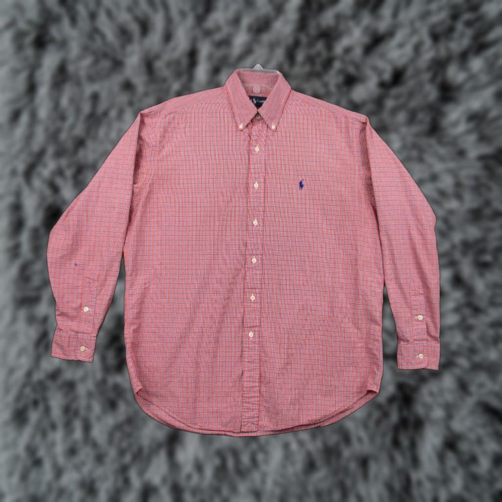 Ralph Lauren Ralph Lauren Blake Shirt Medium Men Red Plaid Two Ply Cotton Blue Pony Shirt Button-Up Chest 50 in Regular Mens Size US M / EU 48-50 / 2 - 1 Thumbnail