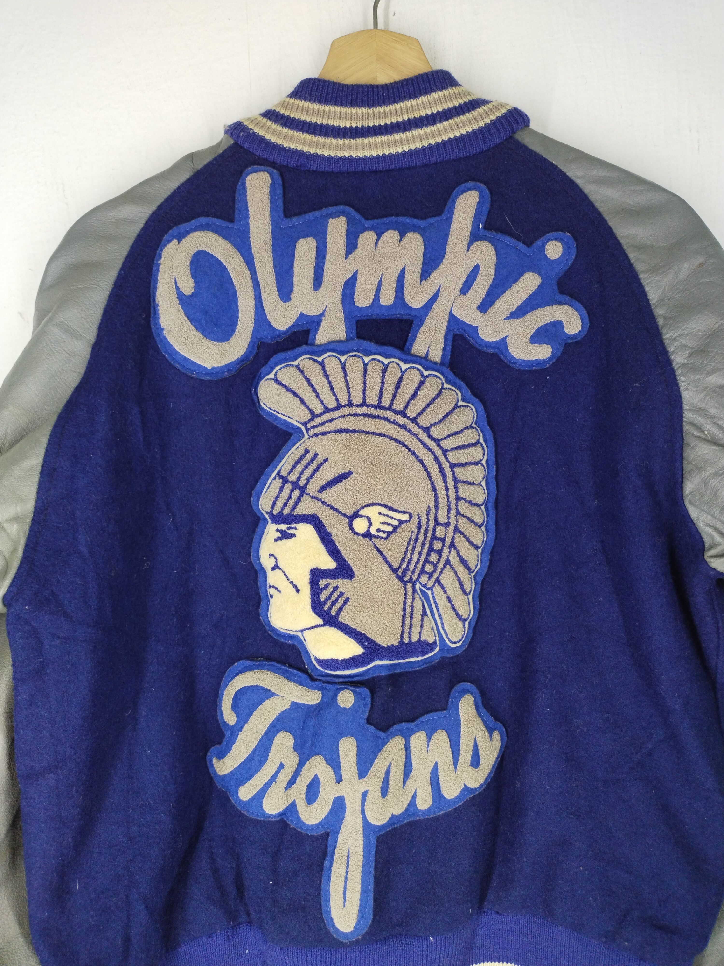 Vintage Vintage Lisa Olympik Trojen Varsity Leather Wool Jacket Size US M / EU 48-50 / 2 - 12 Thumbnail