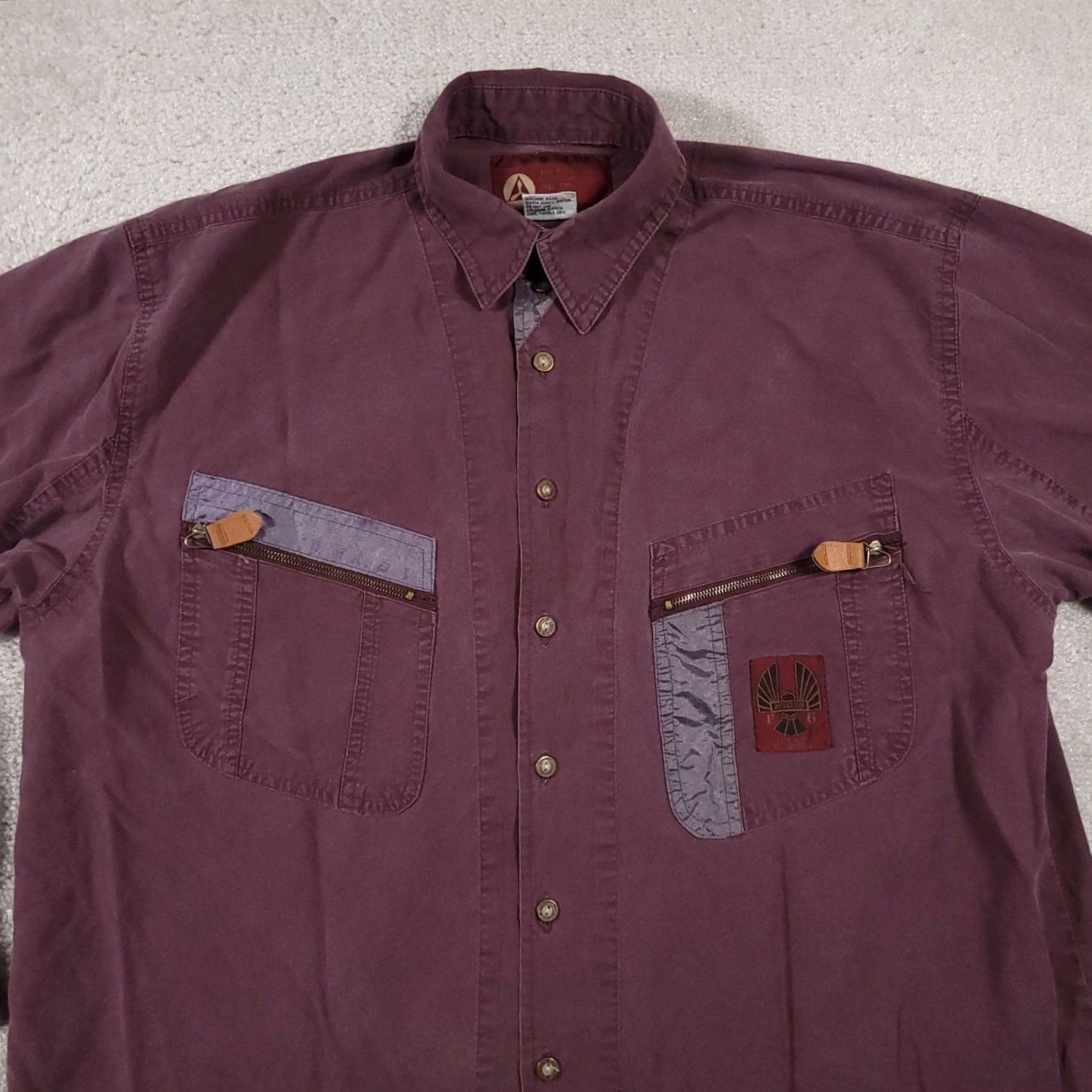Faded Glory VINTAGE Faded Glory Air Patrol Aviation Button Up Shirt Mens Medium Maroon Retro 80s Retro Casual Shirt Mens Size US M / EU 48-50 / 2 - 3 Thumbnail