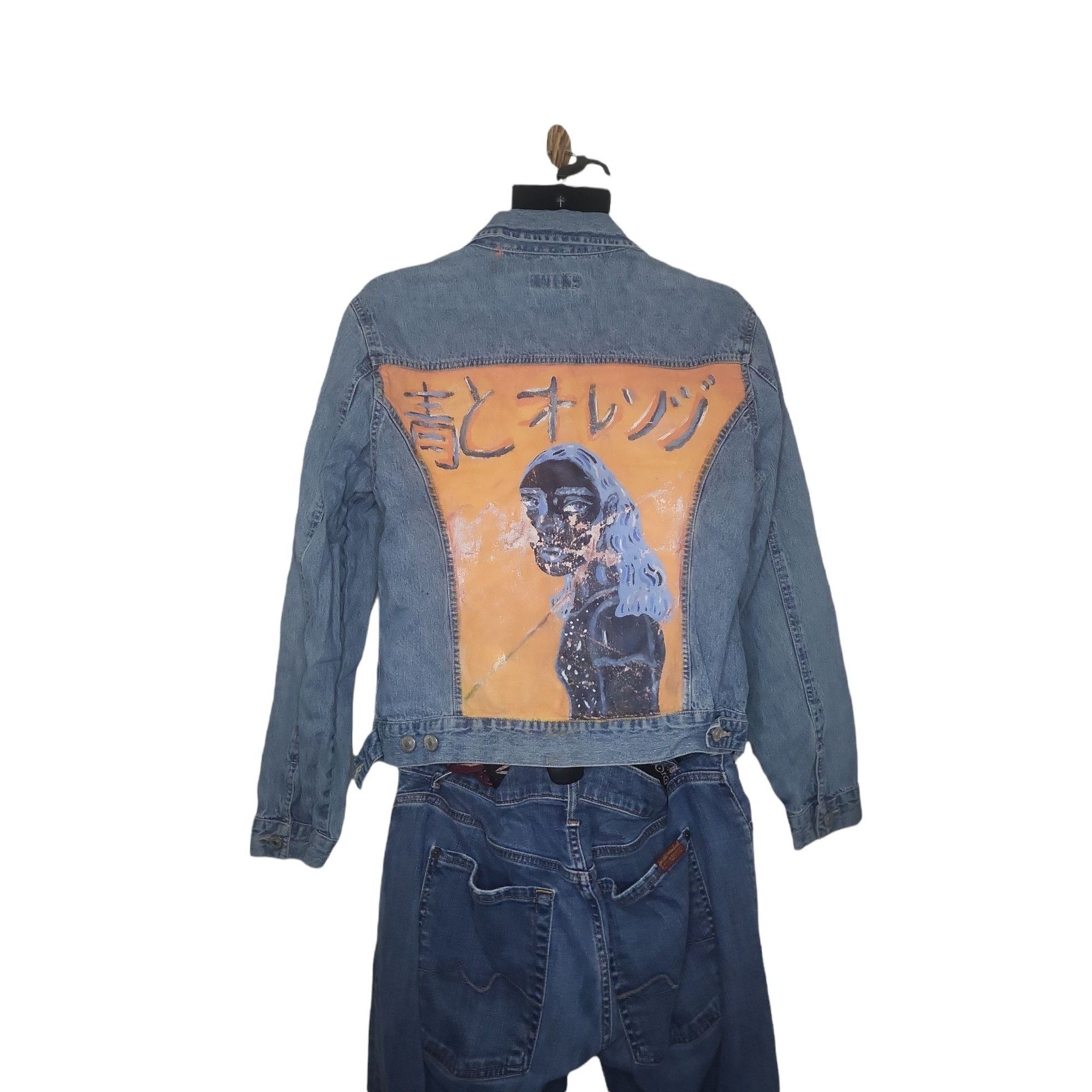 Other French Cuff Denim Embroidered Jacket Women Sz L Big Graphic Size L / US 10 / IT 46 - 1 Thumbnail