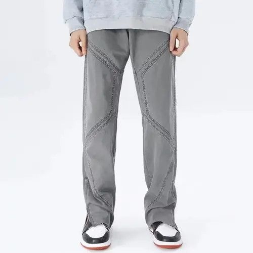 Designer × Japanese Brand × Vintage Washed Grey Ankle Zipper Baggy Flare Jeans Size US 31 - 1 Thumbnail