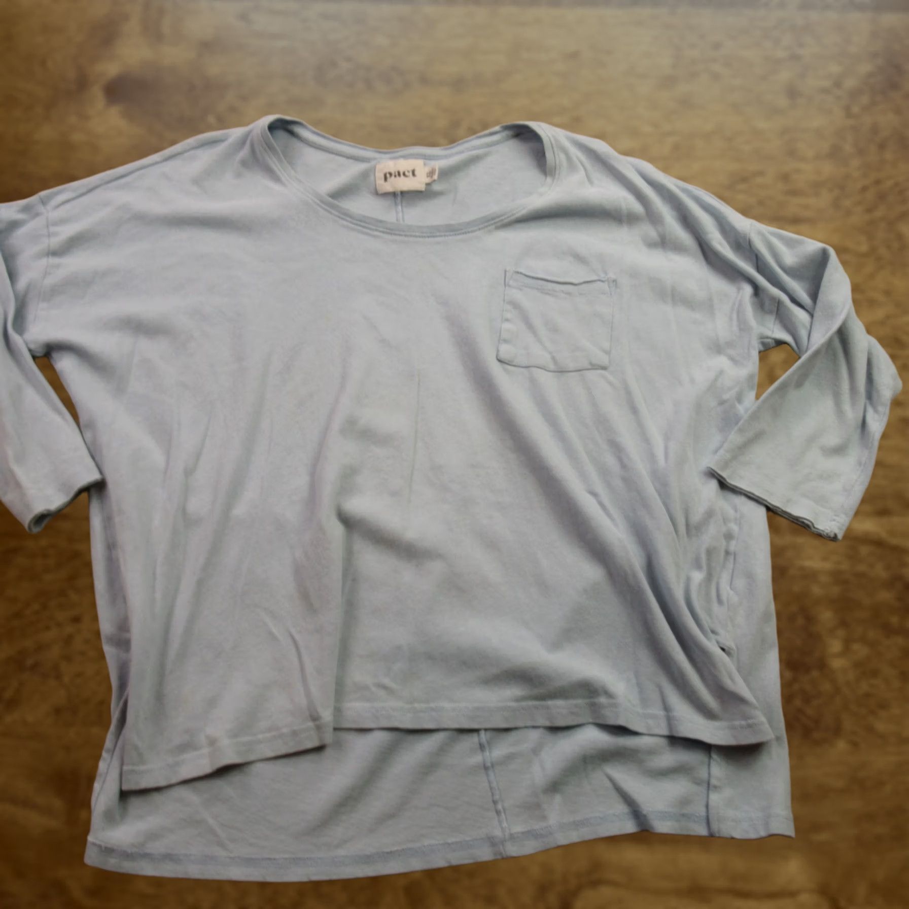 Eileen Fisher Pact Shirt Womens Small 3/4 Sleeve Crew Neck Outdoor Lightweight Blue Casual Shirt Size S / US 4 / IT 40 - 1 Thumbnail